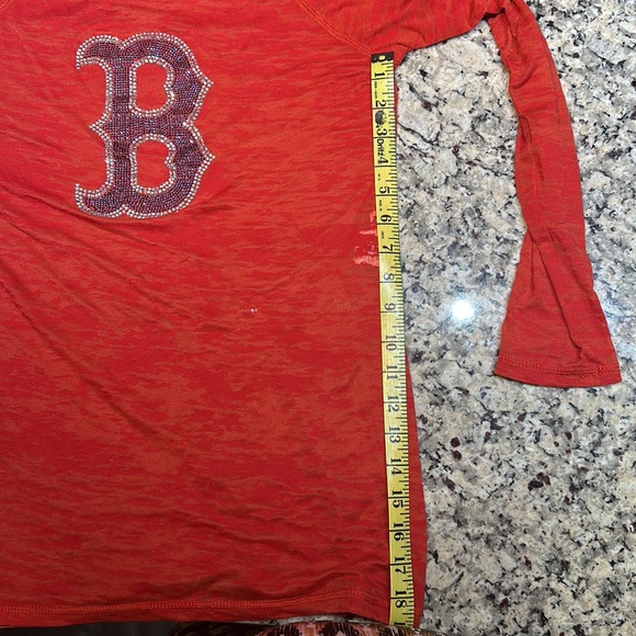 Boston Red Sox Women’s Crystal Logo Long Sleeve Top Red Size XL - Picture 4 of 4